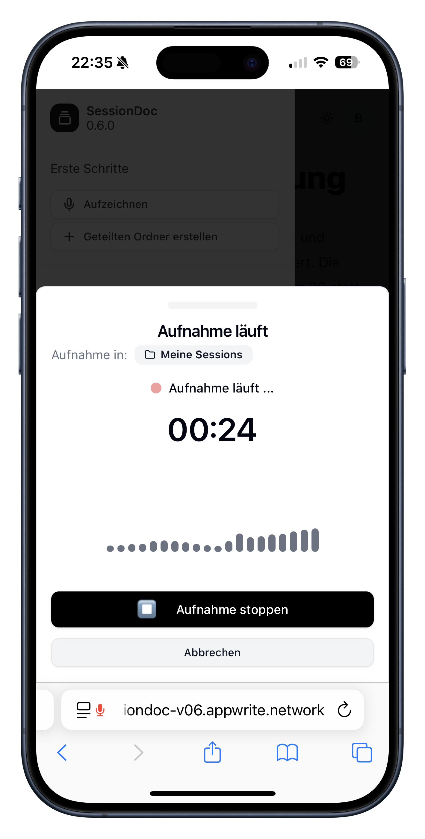 Aufzeichnen auf dem Smartphone